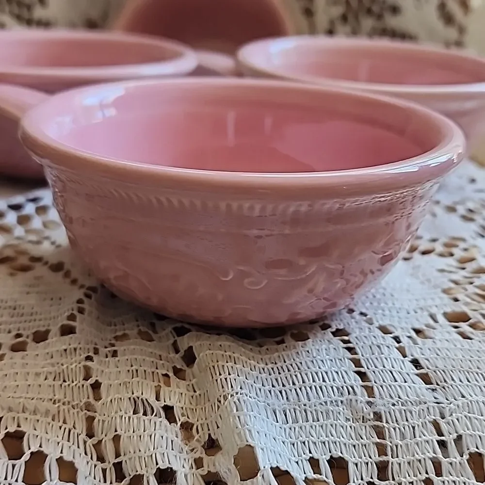 Antique Vintage Taylor Smith & Taylor Pink Oven Serve Ware Handled Small Bowls - Picture 4 of 14